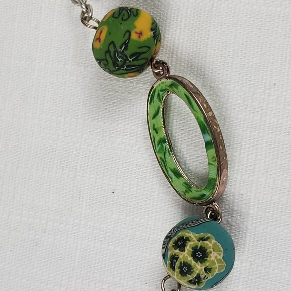 Beautiful Viva Beads Clay Handmade Large Chunky Bead Silver Tone Long Necklace - Picture 2 of 8